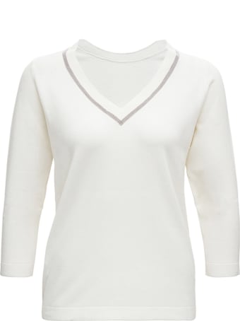 Fabiana Filippi White Wool And Silk Sweater With Bright Detail