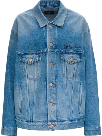 Balenciaga Large Denim Jacket With Logo