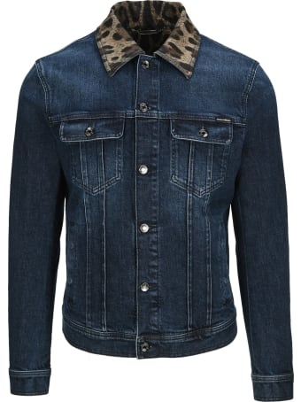 Dolce & Gabbana Dolce&gabbana Leopard-print Collar Denim Jacket