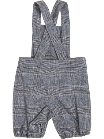 Tartine et Chocolat Chek Wool Blend Grey Dungarees