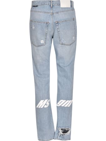 MSGM Slim Fit Distressed Denim Jeans