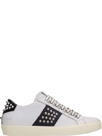 Leather Crown Sneakers In White Leather