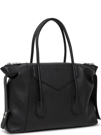Givenchy Antigona Lock Handbag In Black Leather