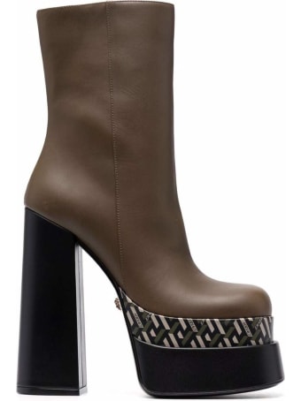 Versace Vitello Greca Platform Bootie