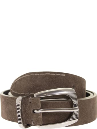 Brunello Cucinelli Reversed Leather Belt With Stitching And Detailed Buckle