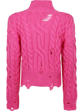 Nervure Cropped Aran Turtleneck Sweater