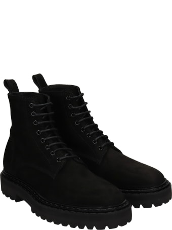 Officine Creative Pistols 002 Combat Boots In Black Suede