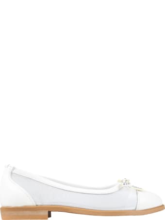 Monnalisa Ballerines Blanches Pour Fille Avec Flocon