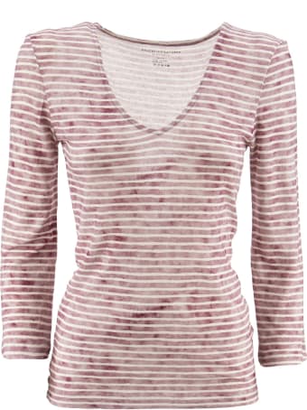 Majestic Filatures Striped T-shirt With V-neck
