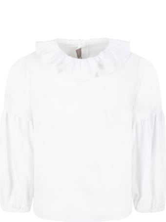 Little Bear White Blouse For Girl