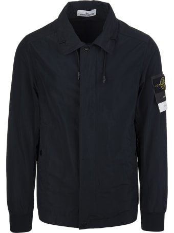 Stone Island Navy Blue Logo-patch Sleeve Jacket