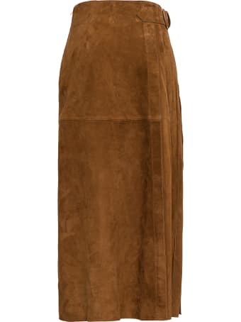 Alberta Ferretti Suede Pleated Skirt