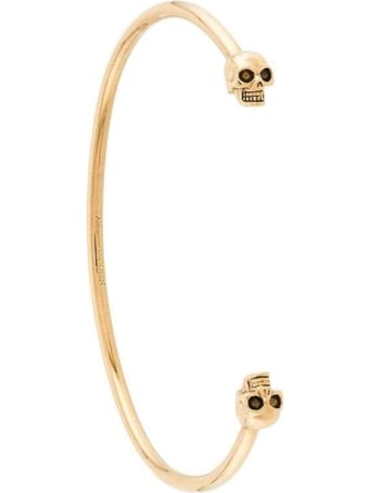 Alexander McQueen Skull Bracelet In Gold-colored Brass