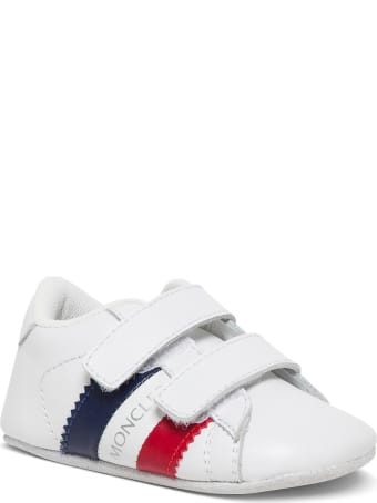 Moncler Leather Crib Sneakers With Logo