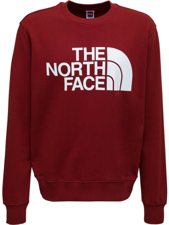The North Face Red Cotton Crew Neck Sweatshirt With Logo Print