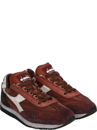 Diadora Equipe H Sneakers In Bordeaux Suede And Fabric