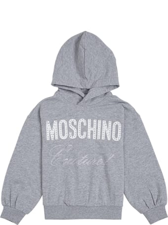 Moschino Grey Jersey Hoodie With Logo Print