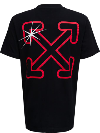 Off-White Black Cotton T-shirt With Starred Arrow Print