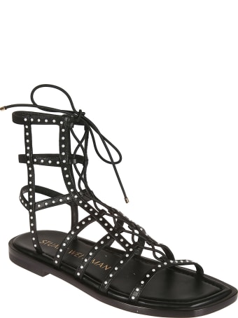 Stuart Weitzman Kora Lace-up Mini Pearl Sandals