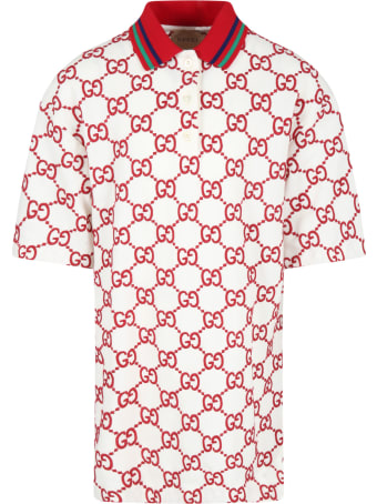 Gucci Ivory Dress For Girl With Double Gg