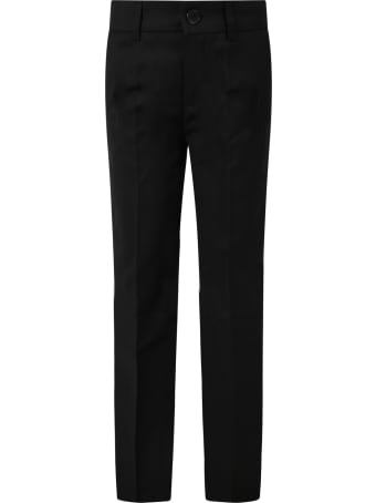 Paul Smith Junior Black Pants For Boy With Satin Details