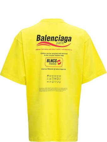 Balenciaga Yellow Cotton T-shirt With Boxy Print