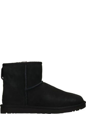 UGG Mini Classic Ankle Boots In Black Suede
