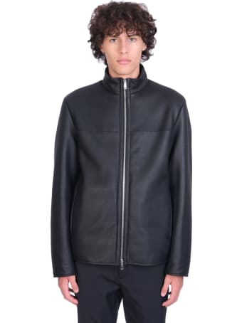 Theory Leather Jacket In Black Leather