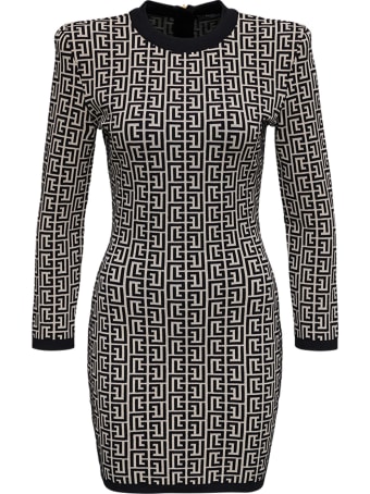Balmain Monogram Jacquard Wool And Viscose Dress