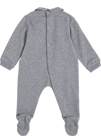 Il Gufo Gray Cotton Romper With Ears Detail