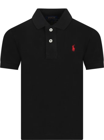 Ralph Lauren Black Polo Shirt For Kids With Pony Logo