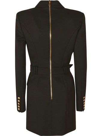 Balmain Rear Zip Belted Waist Blazer Dress