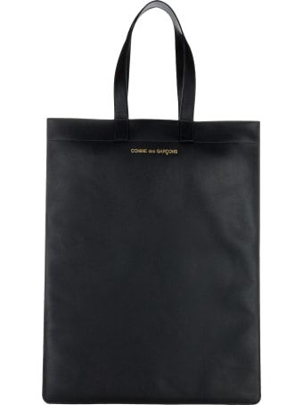 Comme des Garçons Wallet Comme Des Garcons Wallet Leather Logo Print Tote Bag