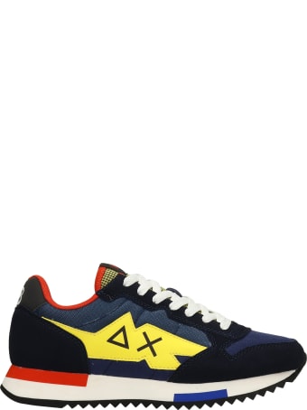 Sun 68 Niky Crazy Boy Sneakers In Blue Suede And Fabric