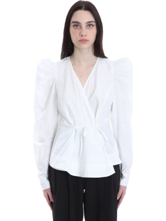 Ganni Blouse In White Cotton