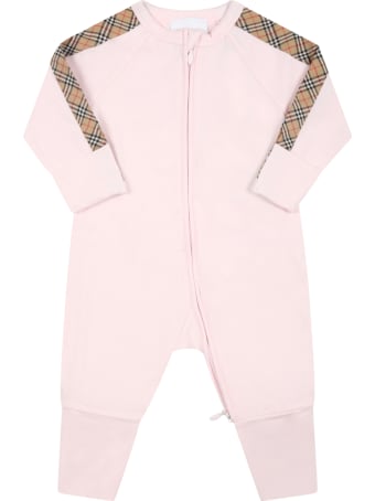 Burberry Pink Set For Baby Girl With Iconic Check Vintage