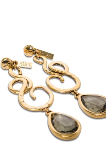 Alberta Ferretti Golden Metal Earrings With Stones