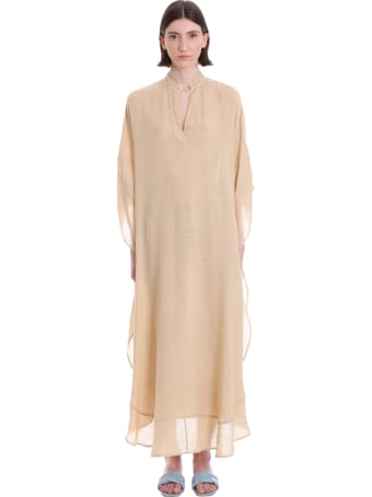 120% Lino Dress In Beige Linen