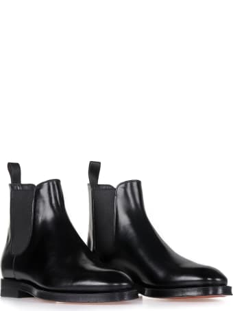 Santoni Beatles In Black Leather