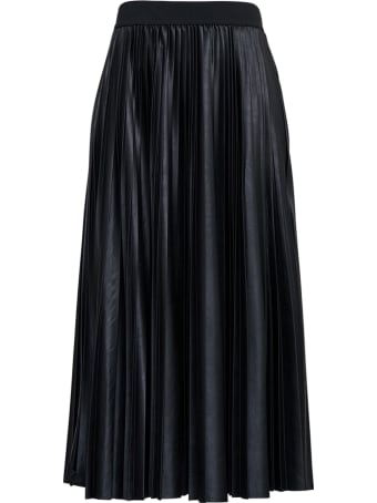 Antonelli Ismene Black Pleated Leatheret Skirt