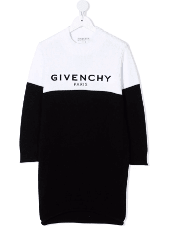 Givenchy Kids Dress In Bicolor Knit With Flocked Logo