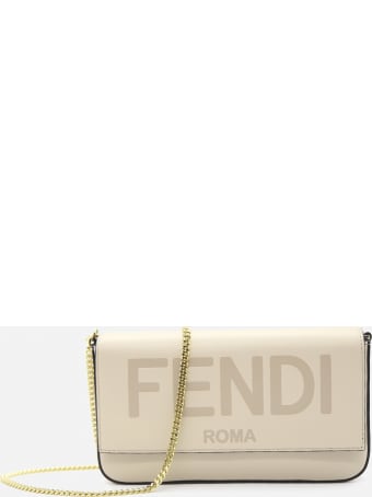 Fendi Wallet On Chain In Leather With Engraved Logo