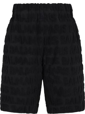Balmain Black Short For Kids With Logos