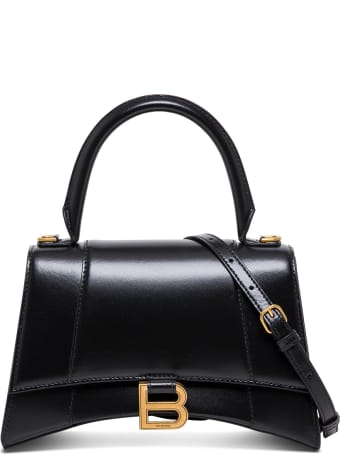 Balenciaga Hourglass Handbag In Black Leather