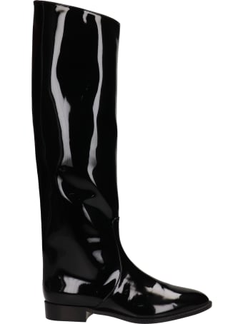 Alexandre Vauthier Low Heels Boots In Black Patent Leather