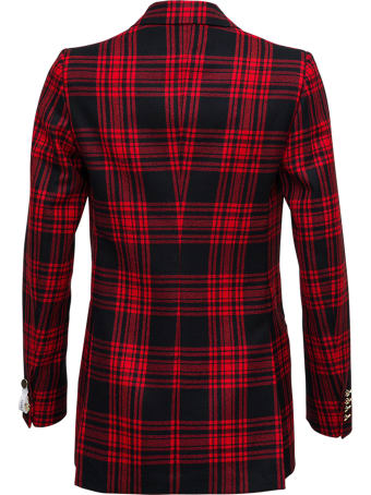 Tonello Double-breasted Check Wool Blazer