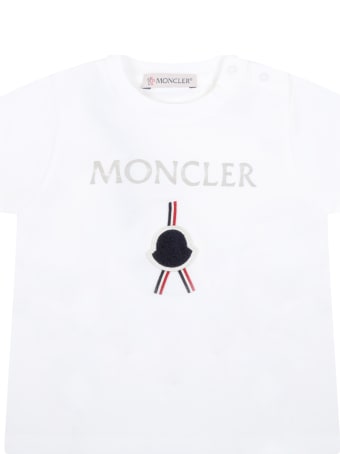 Moncler White T-shirt For Babygirl With Logo