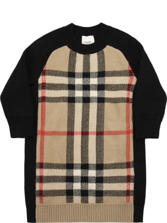 Burberry Dianne - Wool And Cashmere Knit Dress With Jacquard Tartan Pattern