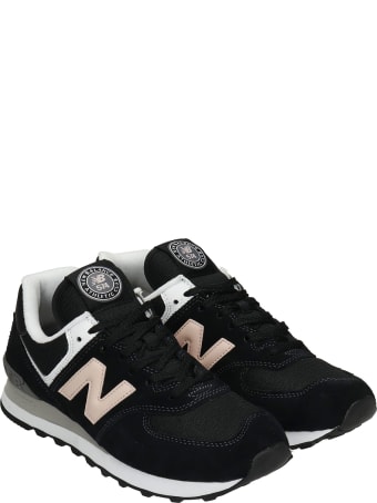 New Balance 574 Sneakers In Black Suede And Fabric