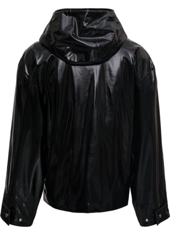 Bottega Veneta Black Jacket In Rubberized Fabric